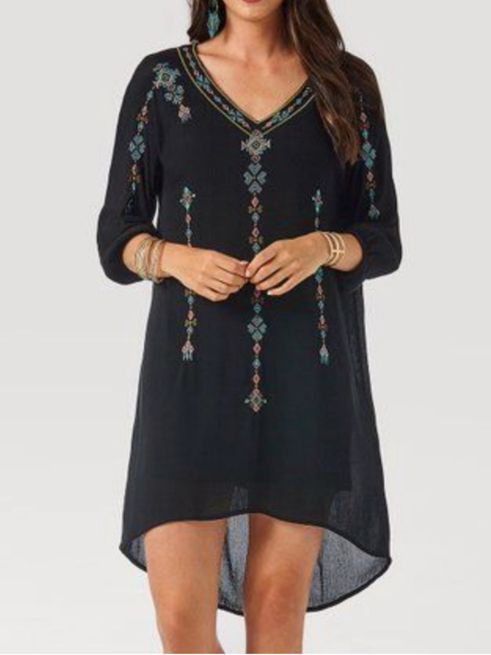 Wrangler Women's Retro Aztec Embroidered Long Sleeve Dress